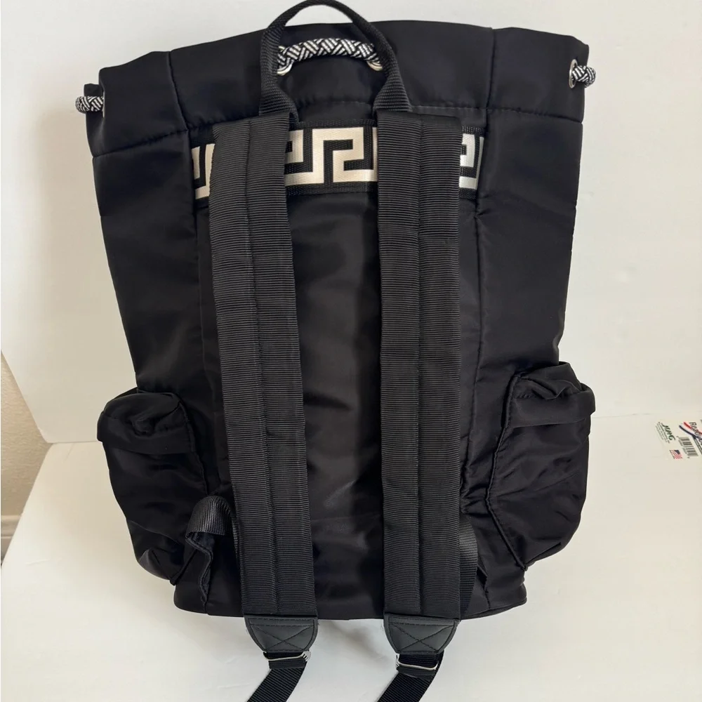 Versace Black Nylon Men's Backpack With Drawstring